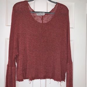 Mesh red colored light long sleeve shirt